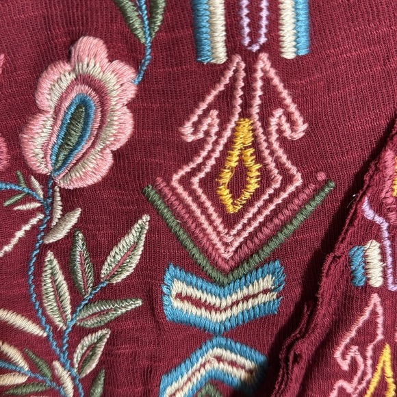 Coldwater Creek Juniper Ridge Red Knit Embroidered Kimono House Coat Cardigan - Picture 5 of 12
